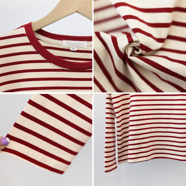 ボーダー柄Tシャツ 長袖カットソー 春秋 送料無料 即日発送-3