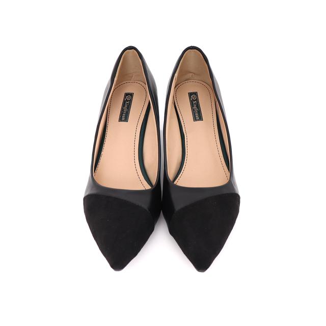 太ヒールパンプス 通勤 PUスエード 送料無料 即日発送-4