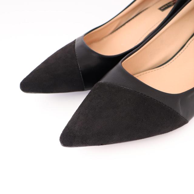 太ヒールパンプス 通勤 PUスエード 送料無料 即日発送-8