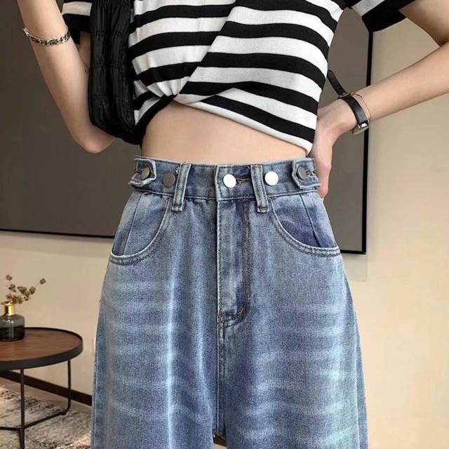 ダメージ デニムパンツ ハイウエスト美脚 送料無料 即日発送-9