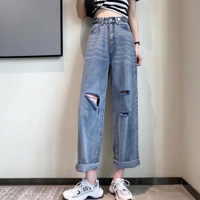 ダメージ デニムパンツ ハイウエスト美脚 送料無料 即日発送-8