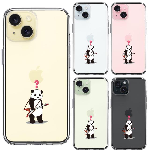 iPhone15Plus ケース クリア ギター パンダ ？ スマホケース 側面ソフト 背面ハード ハイブリッド  送料無料-1