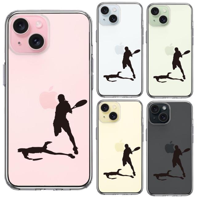iPhone15Plus ケース クリア テニス スマッシュ スマホケース 側面ソフト 背面ハード ハイブリッド  送料無料-1