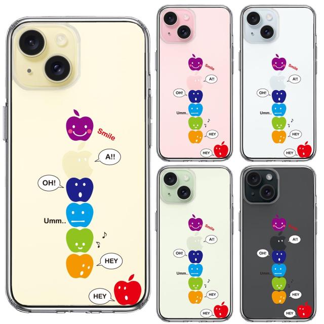 iPhone15Plus ケース クリア APPLE FACE スマホケース 側面ソフト 背面ハード ハイブリッド  送料無料-1