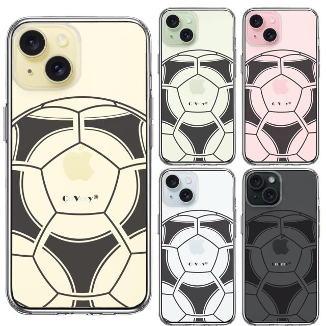 iPhone15 ケース クリア サッカーボール I Love Soccer スマホケース 側面ソフト 背面ハード ハイブリッド  送料無料-1