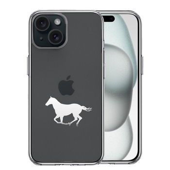 iPhone15 ケース クリア 馬 サラブレット 白馬 スマホケース 側面ソフト 背面ハード ハイブリッド 送料無料-0