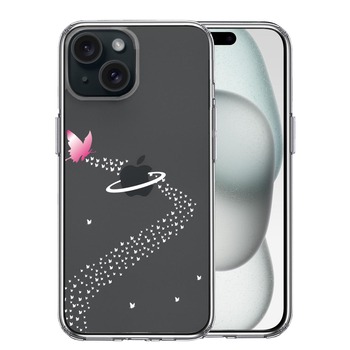 iPhone15 ケース クリア 蝶 チョウ 蝶々 天の川 スマホケース 側面ソフト 背面ハード ハイブリッド  送料無料-0