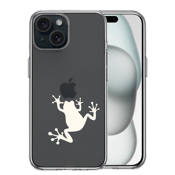 iPhone15 ケース クリア カエル 蛙 ホワイト スマホケース 側面ソフト 背面ハード ハイブリッド  送料無料-0