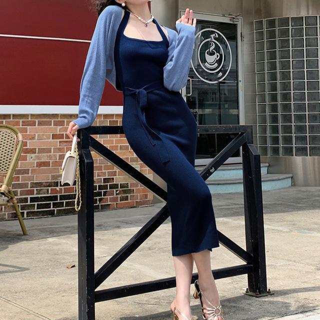 ニットワンピース セットアップ 秋冬 送料無料 即日発送-9