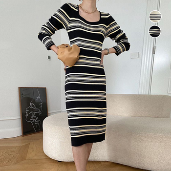 ワンピース ボーダー柄ニットワンピース SK19999660-9051 送料無料 即日発送-0