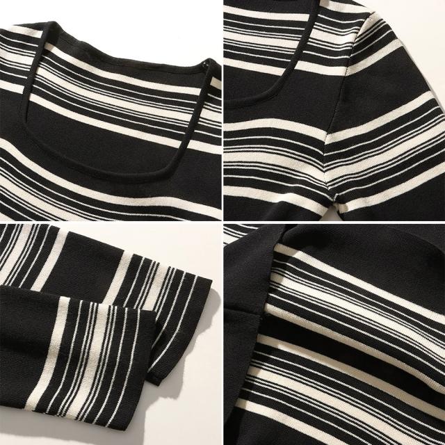 ワンピース ボーダー柄ニットワンピース SK19999660-9051 送料無料 即日発送-2