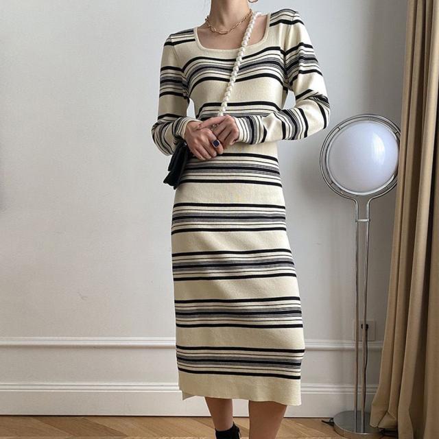 ワンピース ボーダー柄ニットワンピース SK19999660-9051 送料無料 即日発送-5