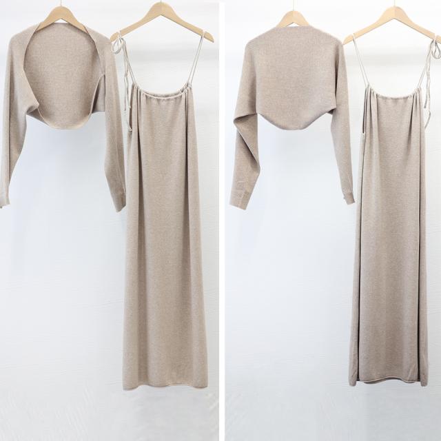 ホルターネックニットワンピース2点セット 送料無料 即日発送-2