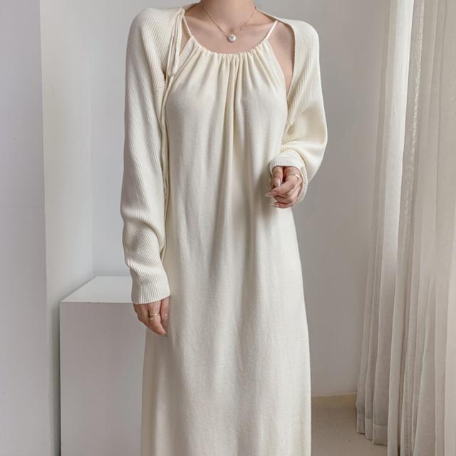 ホルターネックニットワンピース2点セット 送料無料 即日発送-6