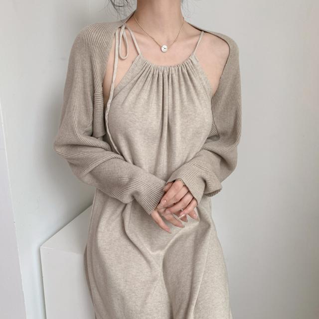 ホルターネックニットワンピース2点セット 送料無料 即日発送-8