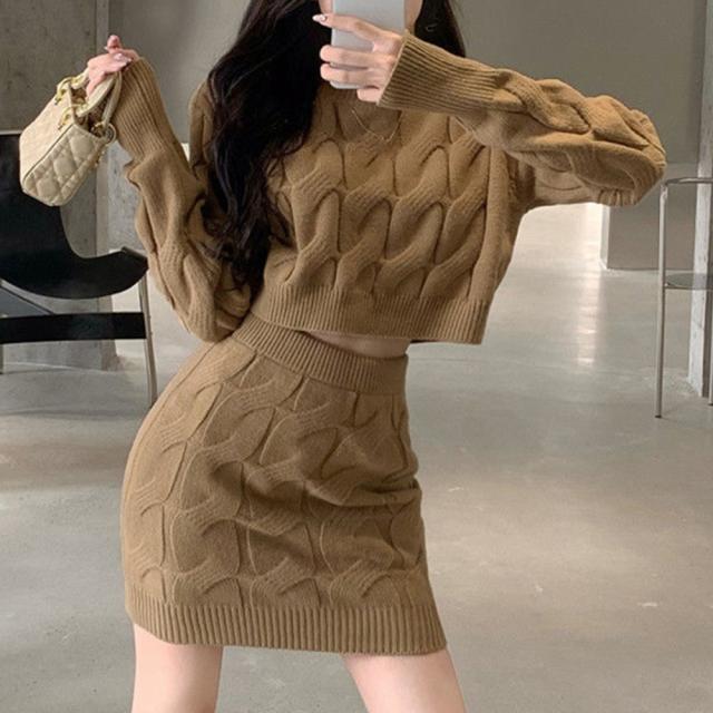 ニットトップス ミニスカートセットアップ 送料無料 即日発送-6