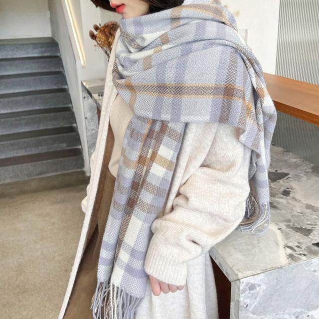 チェック柄 マフラー 大判ストール 秋冬 送料無料 即日発送-6