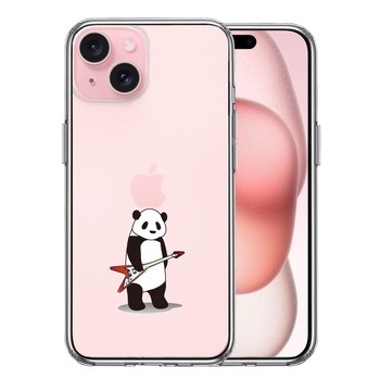 iPhone15 ケース クリア エレキギター パンダ スマホケース 側面ソフト 背面ハード ハイブリッド  送料無料-0