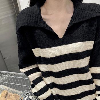 ボーダーワンピース Vネックニット 送料無料 即日発送-6