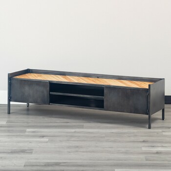 150TVボード ヴィンテージ風質感のアイアン×天然木ローボード トリニティ 送料無料-1