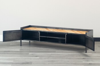 150TVボード ヴィンテージ風質感のアイアン×天然木ローボード トリニティ 送料無料-2