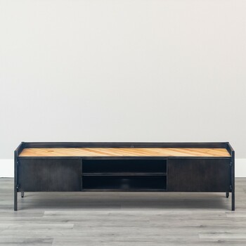 150TVボード ヴィンテージ風質感のアイアン×天然木ローボード トリニティ 送料無料-3