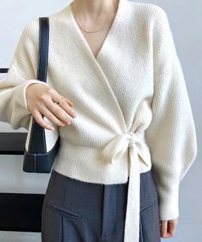 ニットトップス カシュクールニット 送料無料 即日発送-3