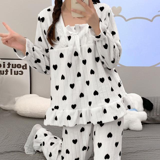 フリースパジャマ 上下セットアップ 送料無料 即日発送-5