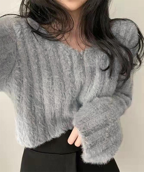 ニットトップス ショート丈ニット 送料無料 即日発送-0