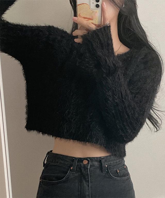 ニットトップス ショート丈ニット 送料無料 即日発送-2