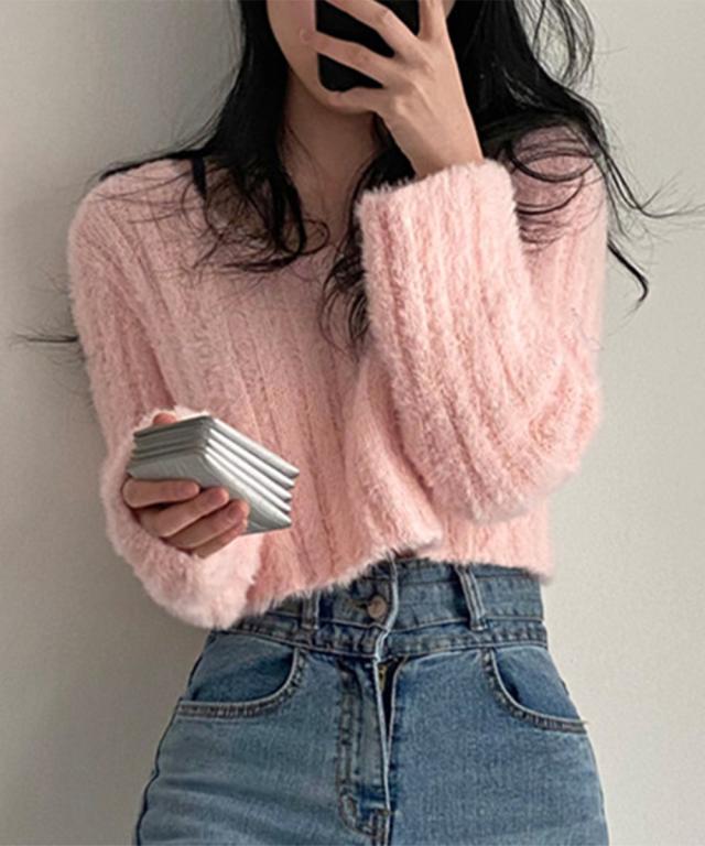 ニットトップス ショート丈ニット 送料無料 即日発送-4