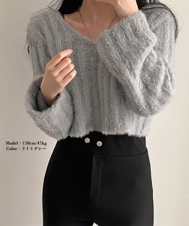 ニットトップス ショート丈ニット 送料無料 即日発送-5