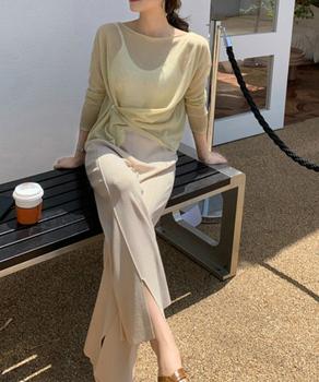 ニットワイドパンツ レディース スリット 送料無料 即日発送-8