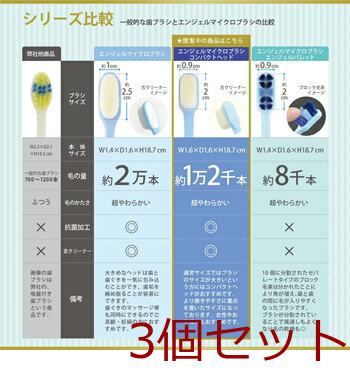 エンジェルマイクロブラシ コンパクトヘッド 超極細毛 ミルキーブルー 超やわらかめ 1本入 3セット 送料無料-5
