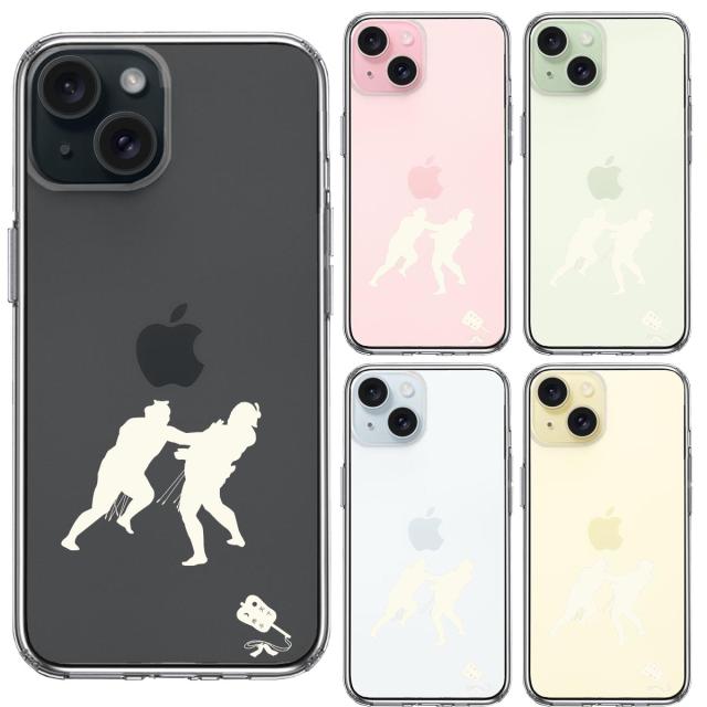 iPhone15Plus ケース クリア 相撲 おすもう 突き出し 白 スマホケース 側面ソフト 背面ハード ハイブリッド  送料無料-1