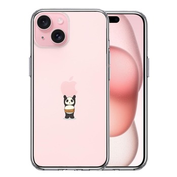 iPhone15 ケース クリア パンダ アップル 重量挙げ 腹巻 スマホケース 側面ソフト 背面ハード ハイブリッド  送料無料-0