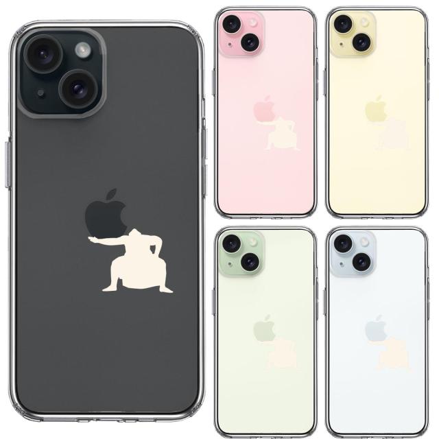 iPhone15 ケース クリア おすもうさん 土俵入り 白 スマホケース 側面ソフト 背面ハード ハイブリッド 送料無料-1