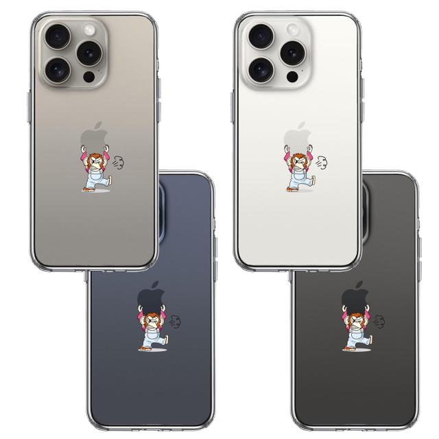 iPhone15Pro ケース クリア チンパンジー アップル 重量挙げ スマホケース 側面ソフト 背面ハード ハイブリッド 送料無料-1