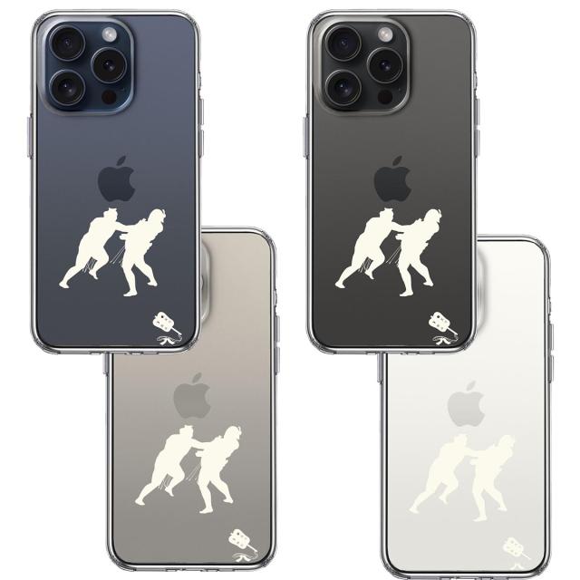 iPhone15Pro ケース クリア 相撲 おすもう 突き出し 白 スマホケース 側面ソフト 背面ハード ハイブリッド 送料無料-1