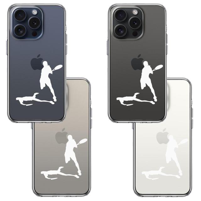 iPhone15Pro ケース クリア テニス スマッシュ ホワイト スマホケース 側面ソフト 背面ハード ハイブリッド  送料無料-1