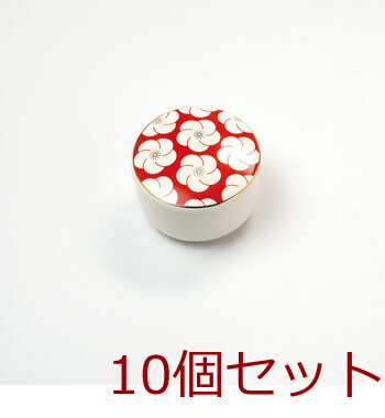 陶器 蓋付丸珍味入 梅柄 10セット 送料無料-2
