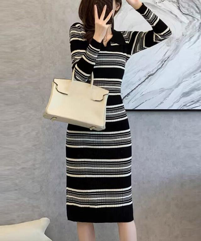 ポロワンピース ボーダーニットワンピース 送料無料 即日発送-7