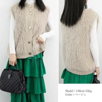 ファーベスト レディース リブニットジレ 送料無料 即日発送-5