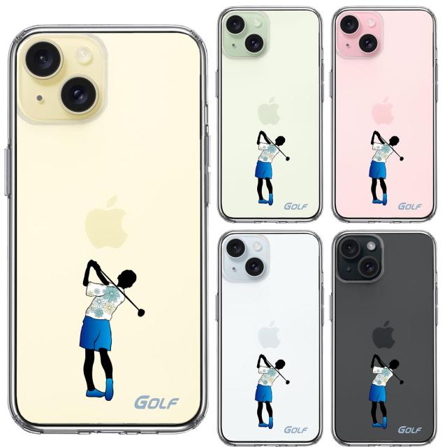 iPhone15Plus ケース クリア ゴルフ 女子 スマホケース 側面ソフト 背面ハード ハイブリッド  送料無料-1