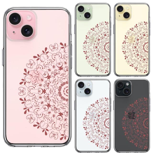 iPhone15Plus ケース クリア 曼荼羅 模様 2 スマホケース 側面ソフト 背面ハード ハイブリッド 送料無料-1