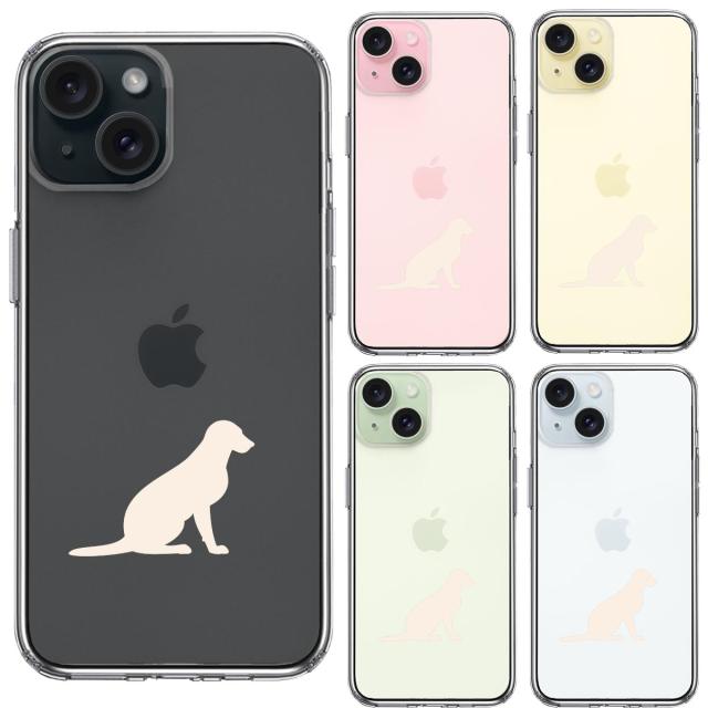 iPhone15Plus ケース クリア 犬 ラブラドールレトリバー2 白 スマホケース 側面ソフト 背面ハード ハイブリッド 送料無料-1