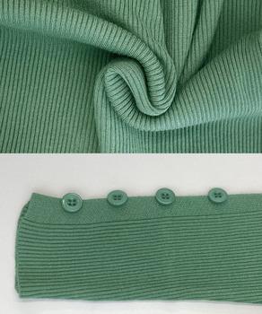 タートルネックニットトップス 袖口ボタン 送料無料 即日発送-9