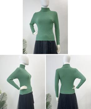 タートルネックニットトップス 袖口ボタン 送料無料 即日発送-7