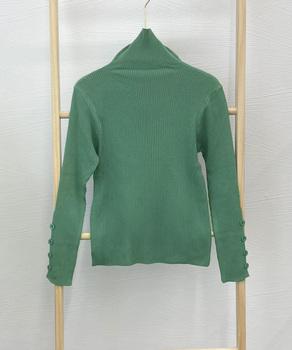 タートルネックニットトップス 袖口ボタン 送料無料 即日発送-8