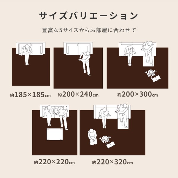 ラグ 約200×240cm ホットカーペットカバー 洗える ウレタン10mm 滑りにくい加工 アドリア ベージュ 送料無料-8